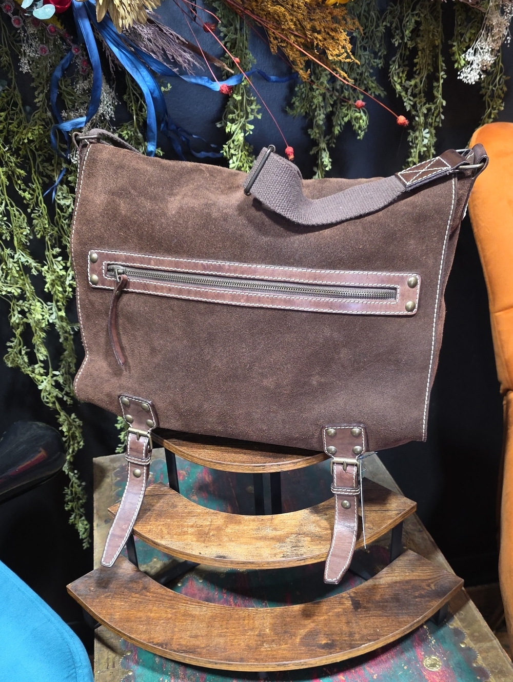 Claidia Firenze Designer Brown Suede Shoulder Bag / Messanger Bag